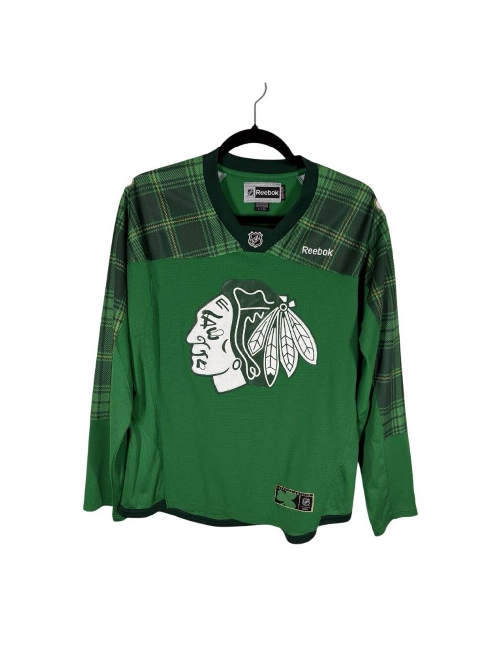 Reebok Womens L Green NHL Chicago Blackhawks St Patrick’s Day Hockey Jersey